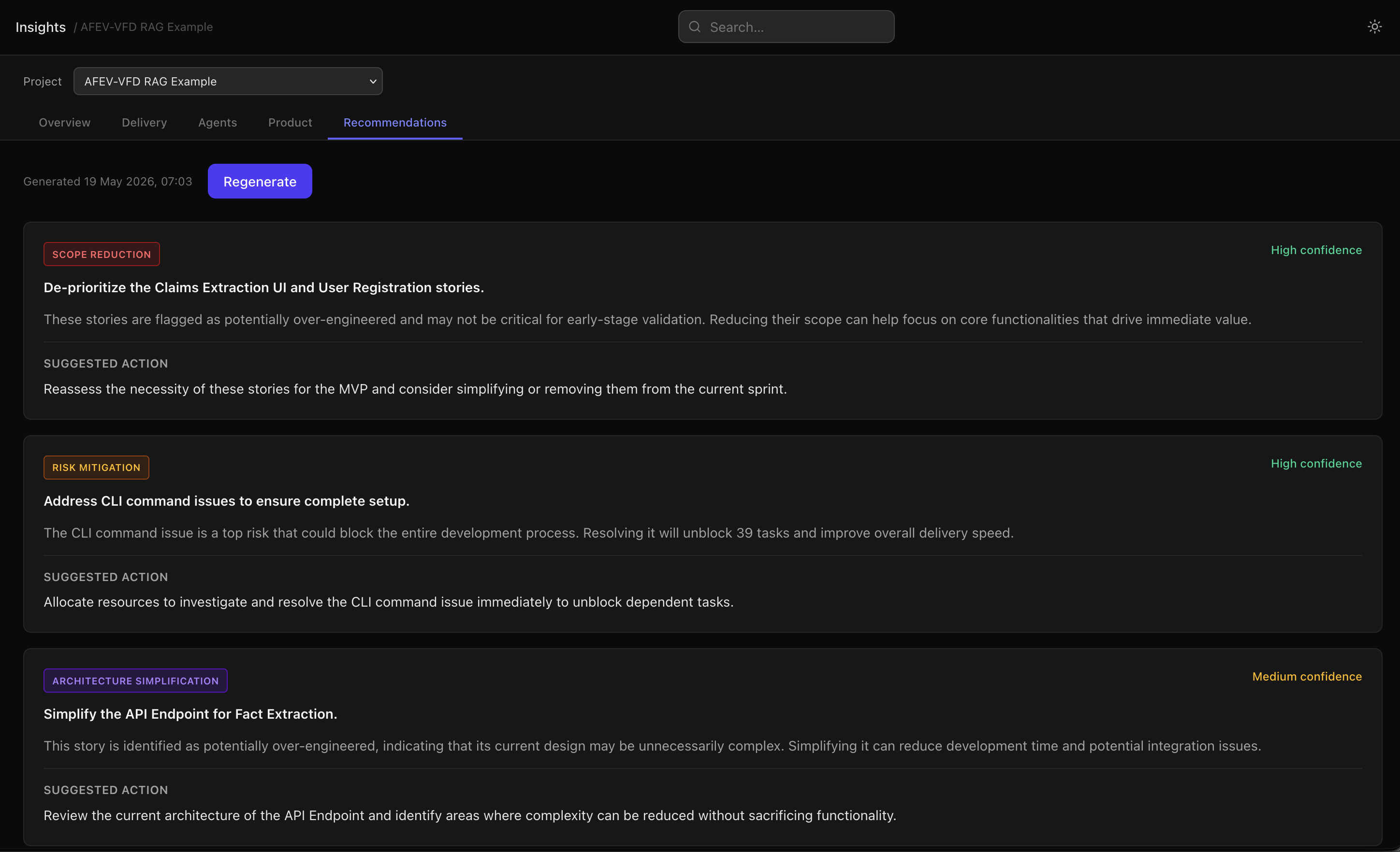 VixenWorks actionable insights prioritised delivery recommendations on demand
